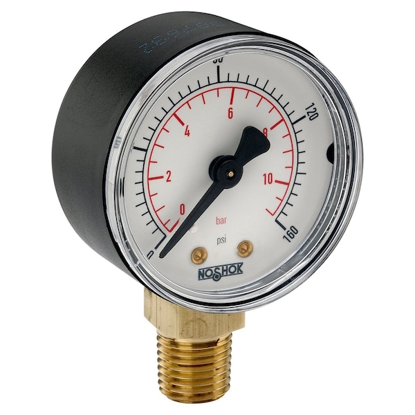 Vacuum Gauge, 2" ABS Square Panel Mount Case, Copper Alloy Internals, 30 vac/kPa, 1/8 NPT Male/10-32 Female Back Conn